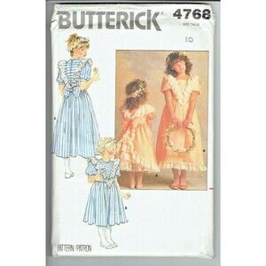Butterick 4768 Size 10 Girls Dress Uncut Sewing Pattern Two Lengths Long Dress
